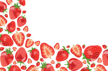 3d Realistic Strawberries Vector Banner with Your Text Place 