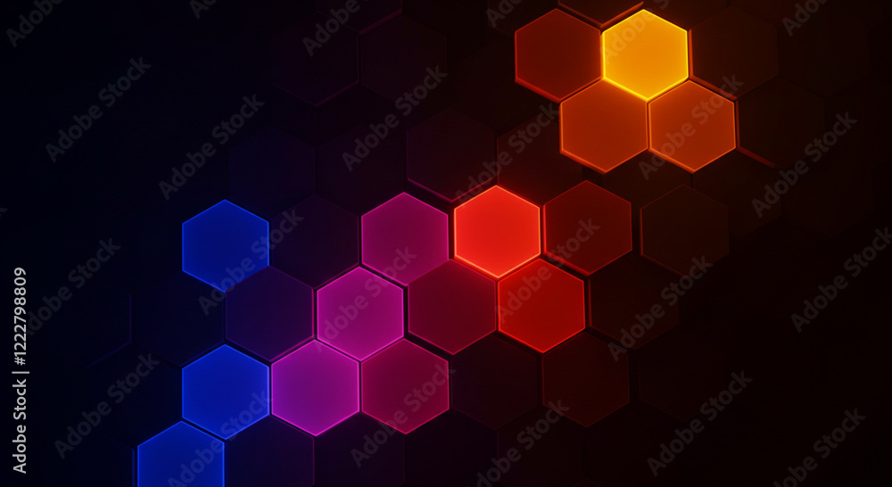 Poster abstract background hexagon pattern with glowing lights
