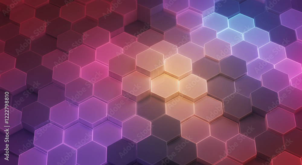Poster abstract background hexagon pattern with glowing lights