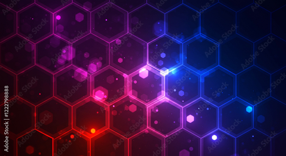 Poster abstract background hexagon pattern with glowing lights