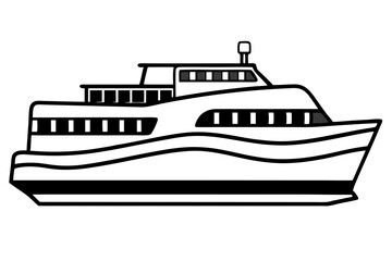 Line Art Ferry Scene