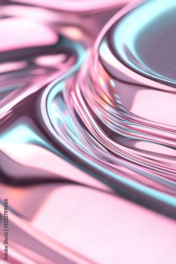 Poster a mesmerizing display of a rippled metallic surface showcases vibrant pink, blue, and green glowing 