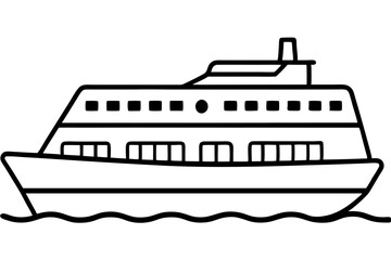 Obraz premium Line Art Ferry Scene