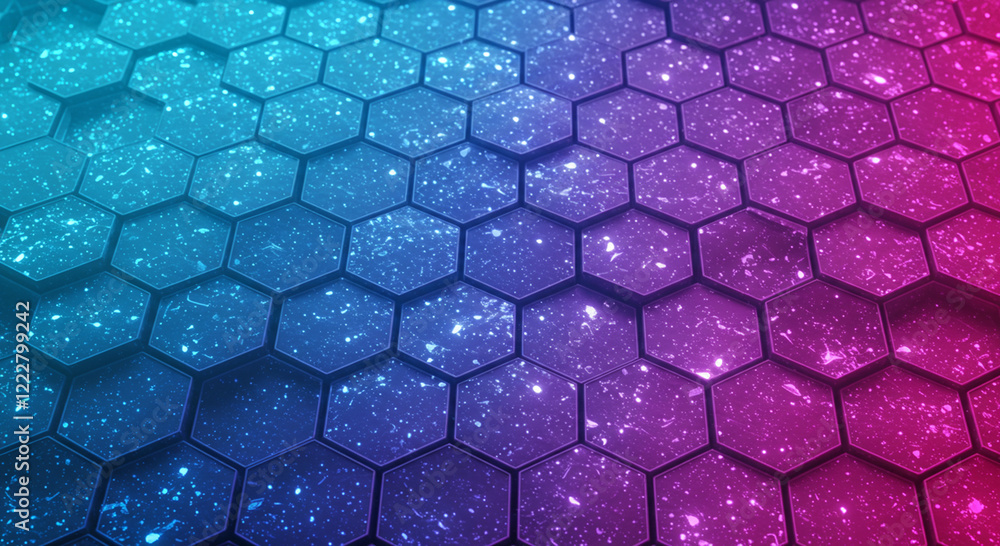 Poster abstract background hexagon pattern with glowing lights