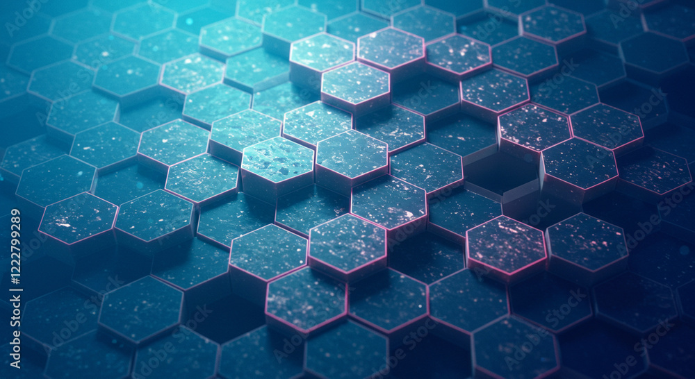 Poster abstract background hexagon pattern with glowing lights