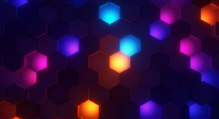 Abstract background hexagon pattern with glowing lights