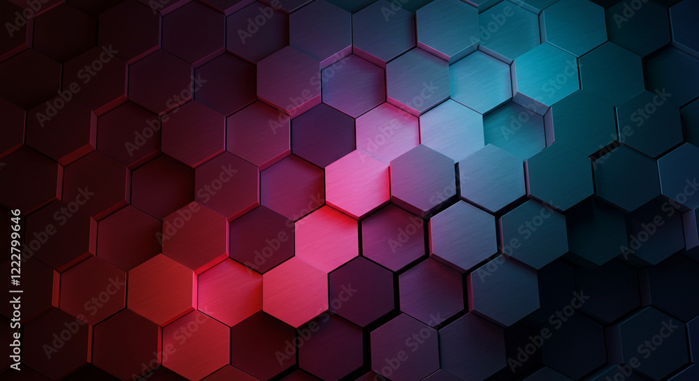 Poster abstract background hexagon pattern with glowing lights