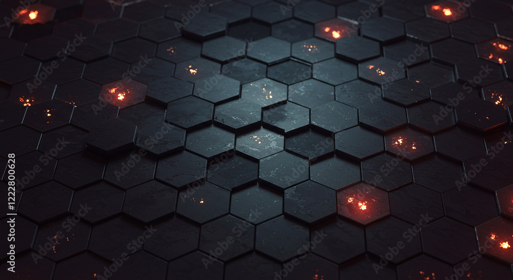 Poster abstract background hexagon pattern with glowing lights