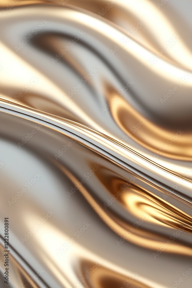 Poster smoothly flowing golden waves undulate with reflective textures against a matte black or white backd