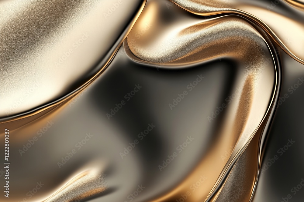 Poster golden waves exhibit a smooth and flowing motion with reflective textures layered against a matte bl