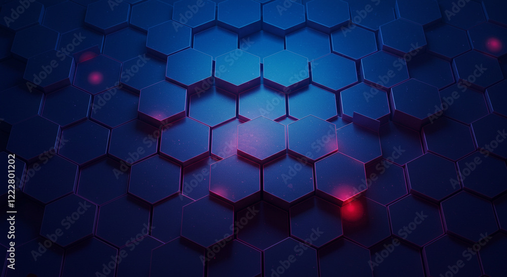 Poster abstract background hexagon pattern with glowing lights