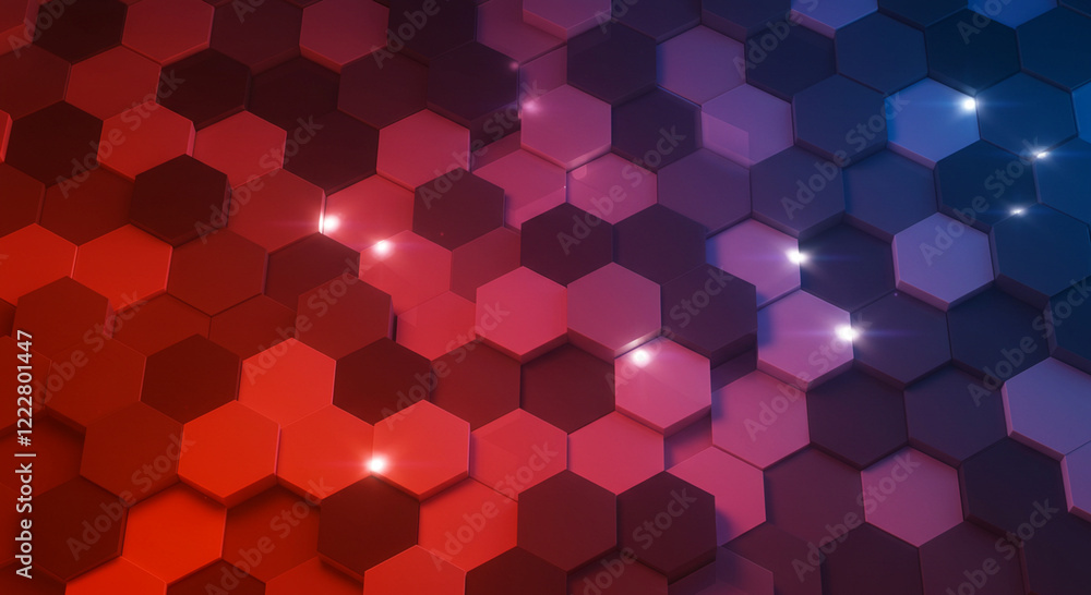 Poster abstract background hexagon pattern with glowing lights