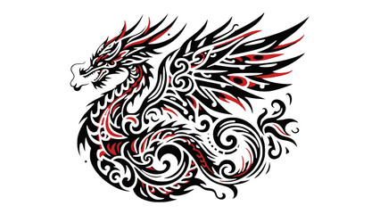 Bold Black and Red Tribal Dragon Design