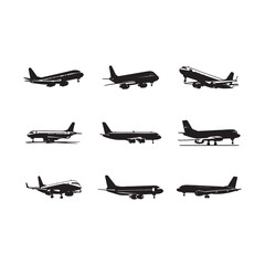 Set of Silhouettes of Transport
