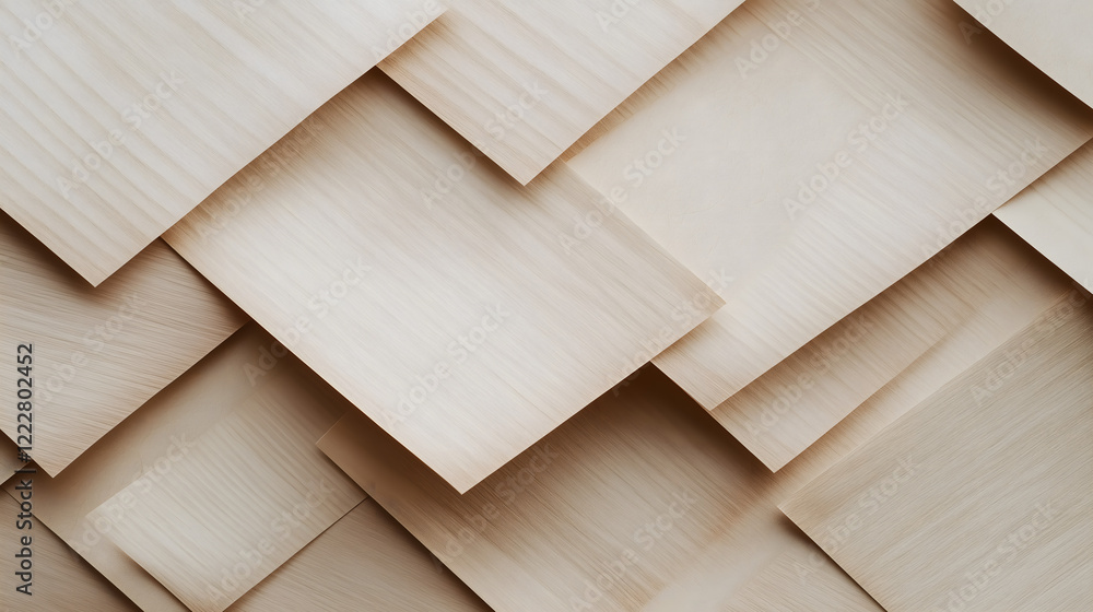 Aufkleber Close-up of Layered Beige Paper Creating Textured Surface