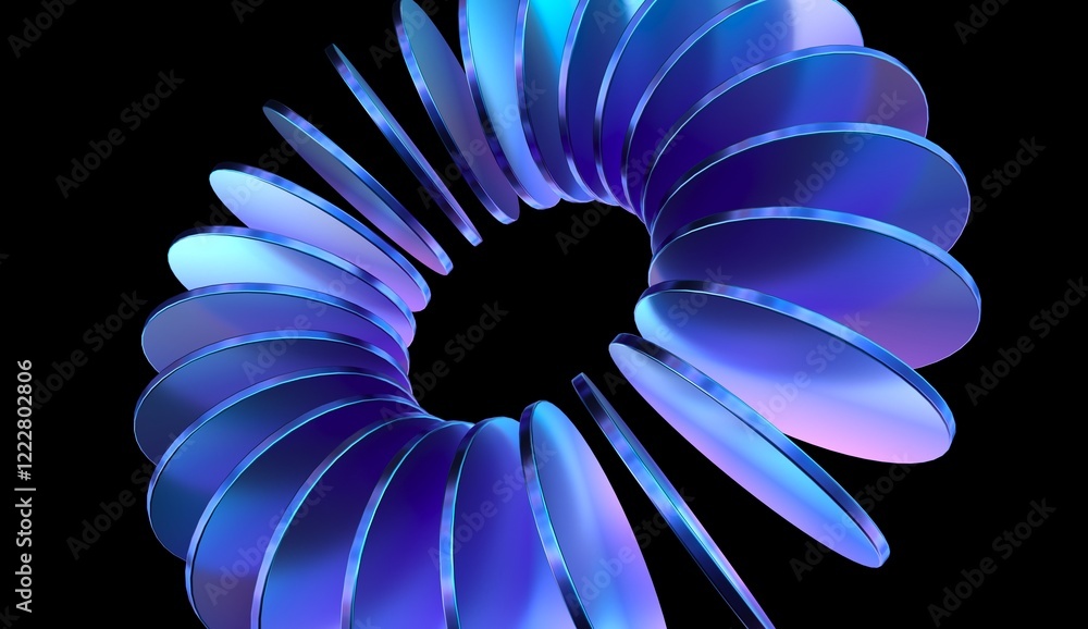 Aufkleber abstract iridescent round cylinder shapes with colorful gradient. 3d rendering illustration for graphic design, presentation or background	
