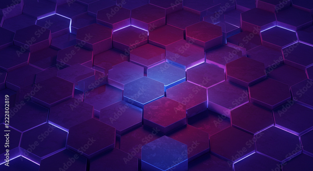 Poster abstract background hexagon pattern with glowing lights
