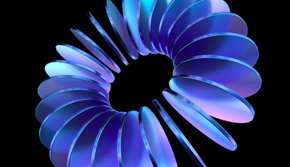 abstract iridescent round cylinder shapes with colorful gradient. 3d rendering illustration for graphic design, presentation or background	
