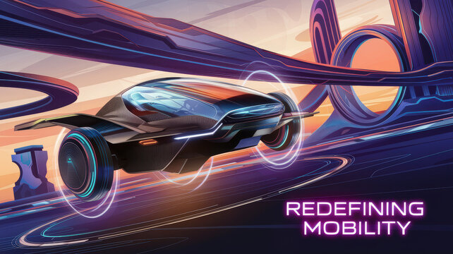 Futuristic hover car redefining urban mobility
