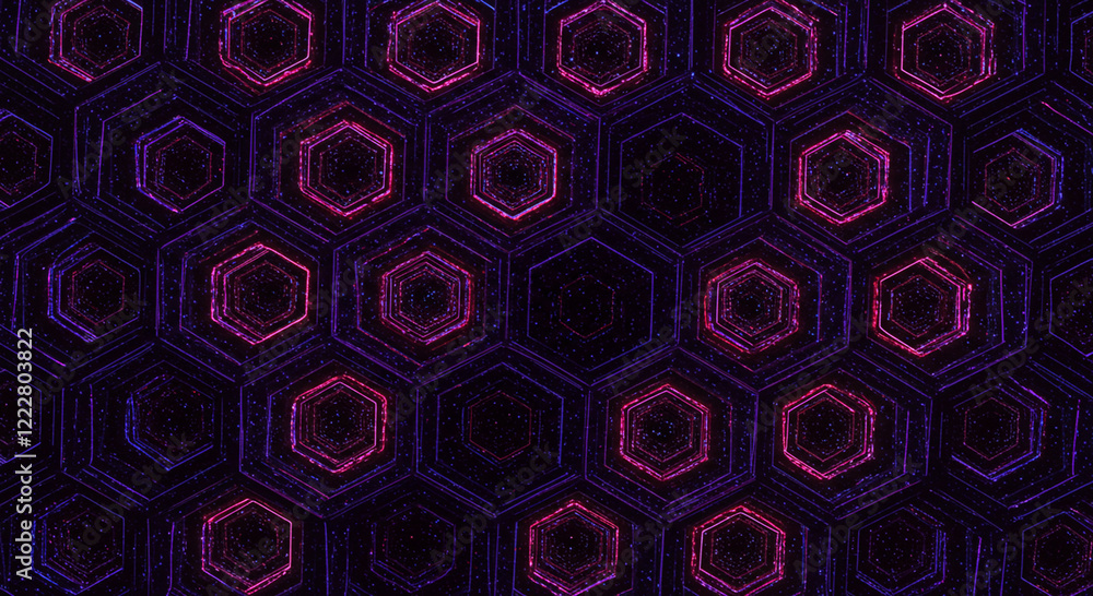Poster abstract background hexagon pattern with glowing lights