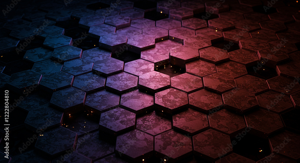 Poster abstract background hexagon pattern with glowing lights