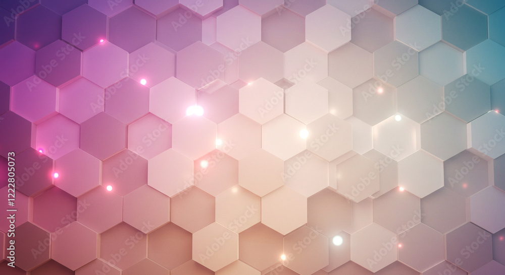 Poster abstract background hexagon pattern with glowing lights