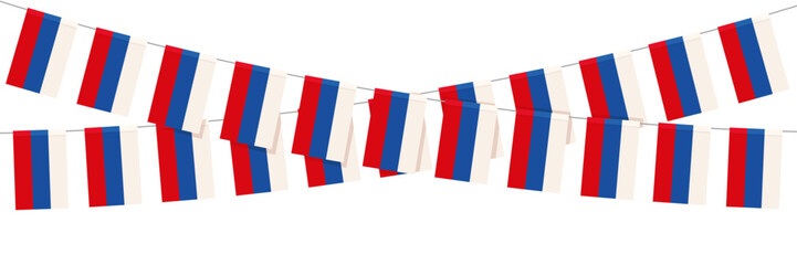 Fototapeta premium Set of Russian flags garland on white background. Design concept for nation hollydays, festival, carnival, ets.