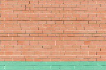 Obraz premium Peach Brick Wall Texture with Mint Green Baseboard Architectural Background