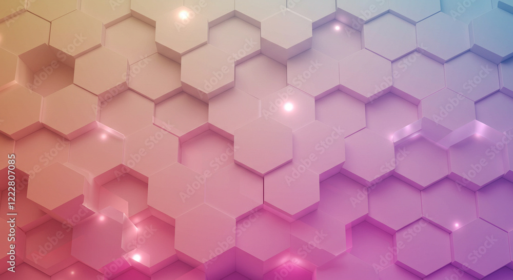 Poster abstract background hexagon pattern with glowing lights