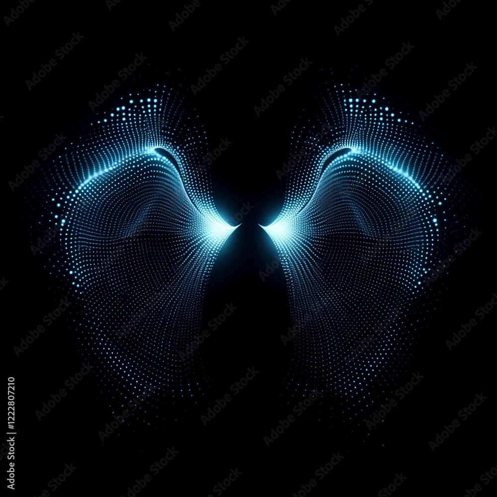 Poster abstract digital blue glowing wave patterns in futuristic technology concept