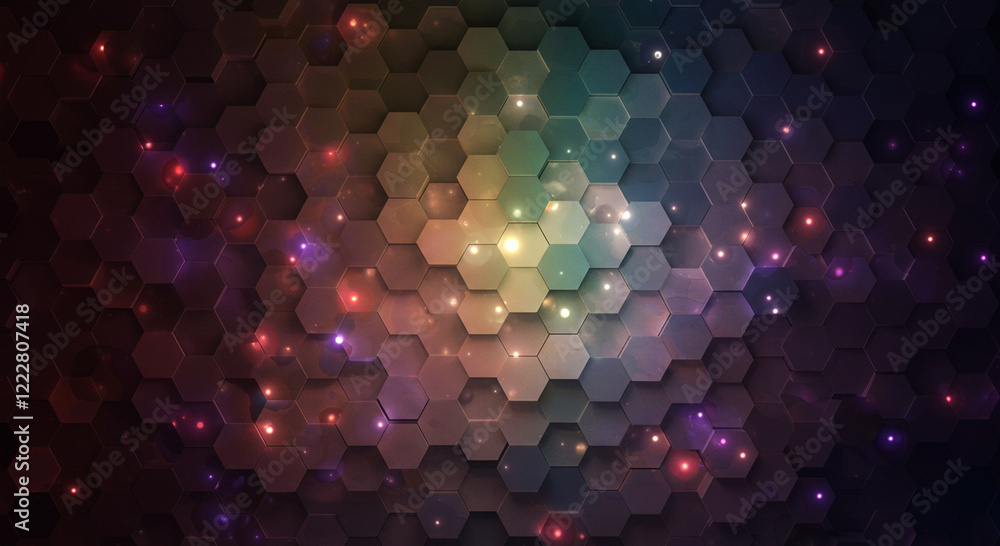 Poster abstract background hexagon pattern with glowing lights