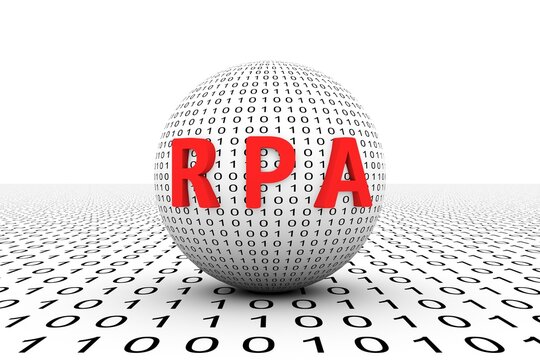 RPA conceptual sphere binary code 3d illustration