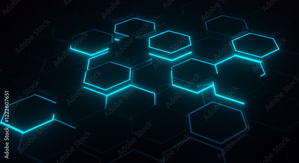 Poster abstract background hexagon pattern with glowing lights