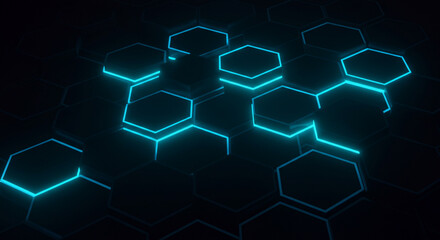 Abstract background hexagon pattern with glowing lights