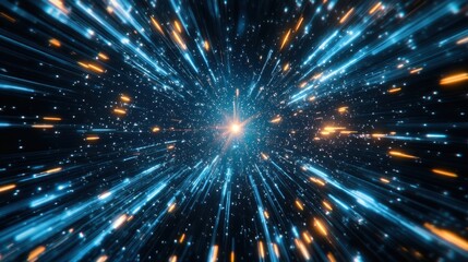 Abstract Light Streaks Converging Towards A Bright Center