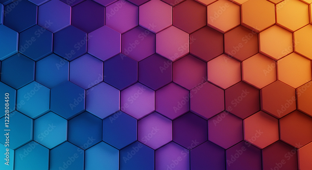 Poster abstract background hexagon pattern with glowing lights