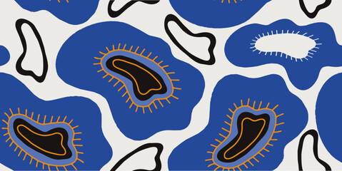 Hand drawn simple abstract flowers print. Trendy collage pattern. Fashionable template for design.