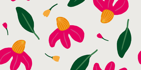 Modern floral with flowers print. Seamless pattern. Hand drawn style