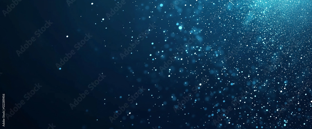 Poster Blue abstract background with glowing bokeh and sparkling particles