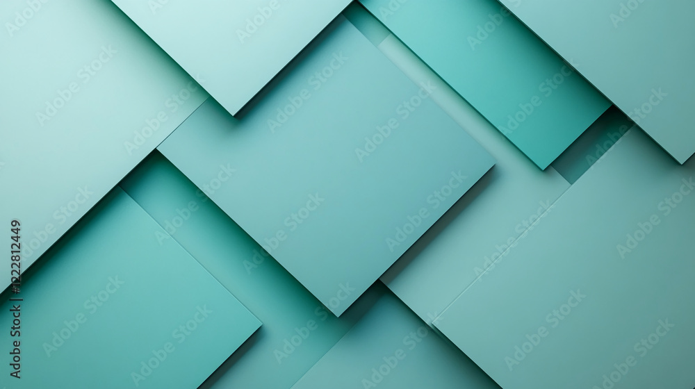 Poster abstract teal geometric shapes with clean lines and smooth surfaces. business background