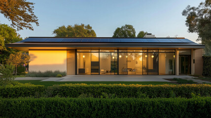 太陽光発電を活用した現代的でシンプルな住宅