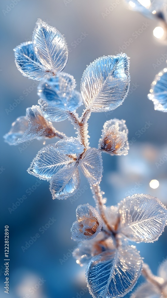 Fototapete A background of frost crystals forming delicate patterns on a window.
