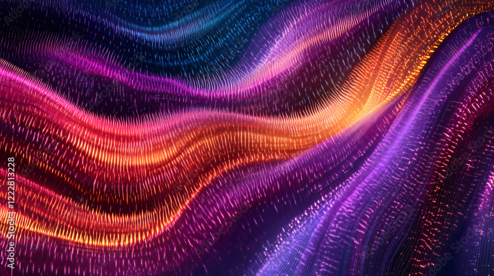 Poster abstract digital data field showcasing vibrant waves of color