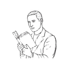 Man Reading Book Digital Art - Clean Line Art for Man with Book - Man Reading Book Vector - Man Reading Book Doodle - Reading Illustration - Man Reading Book Line Art

