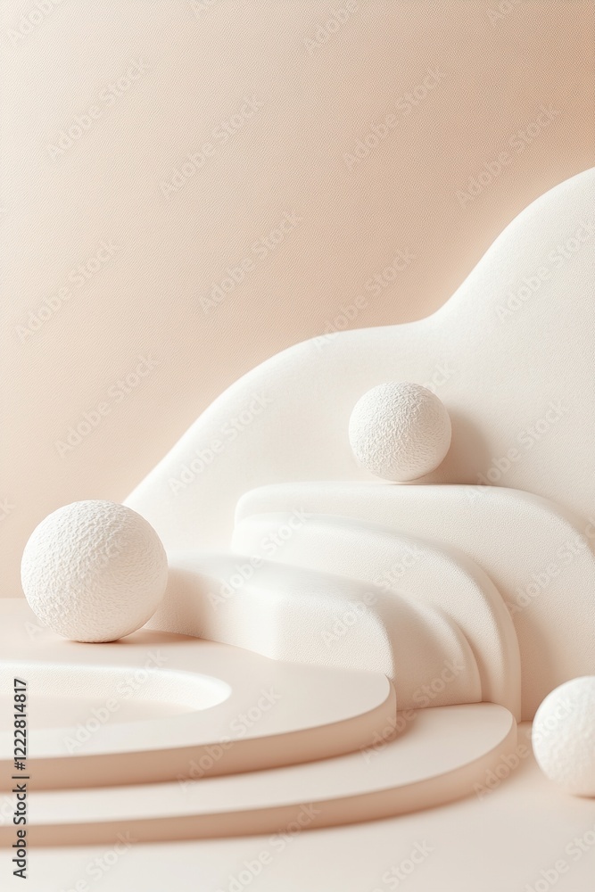 Aufkleber a gentle pathway winds through abstract floating spheres and spirals, creating a calm atmosphere for