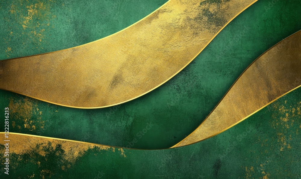 Poster green and gold background with a gold and green stripe running through it. the background is made up