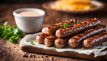 Organic Cooked Maple Breakfast Sausage on a background