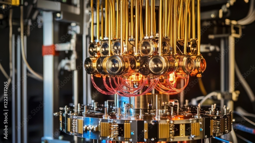 Poster advanced technological device with golden components