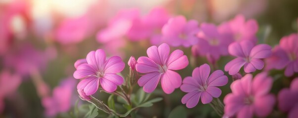 Fototapeta premium Close-up of vibrant pink geranium flowers in bloom