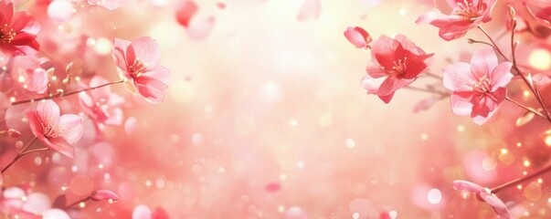 Beautiful pink cherry blossoms in bloom with soft bokeh background